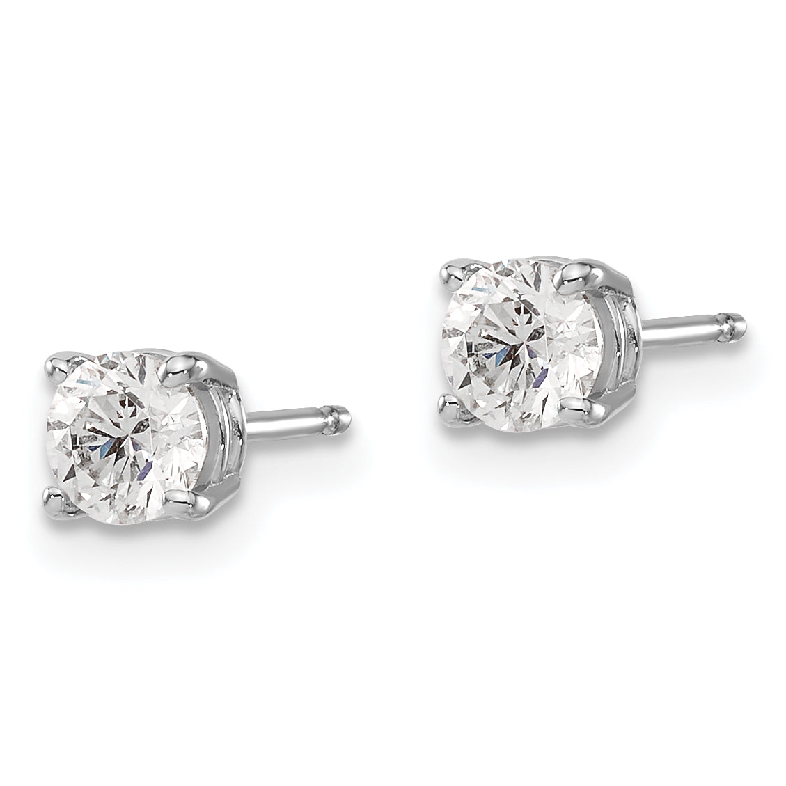 Round Diamond Classic Cut Stud Earrings in 14K White Gold, 4.6mm (.85 ct. tw.) - Sophia Jewelers