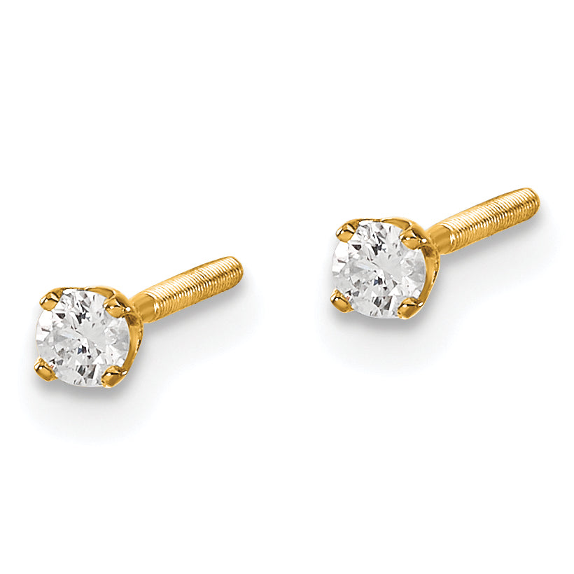 14ky .10ct. SI3 G-I Diamond Stud Thread on/off Post Earrings Secondary image
