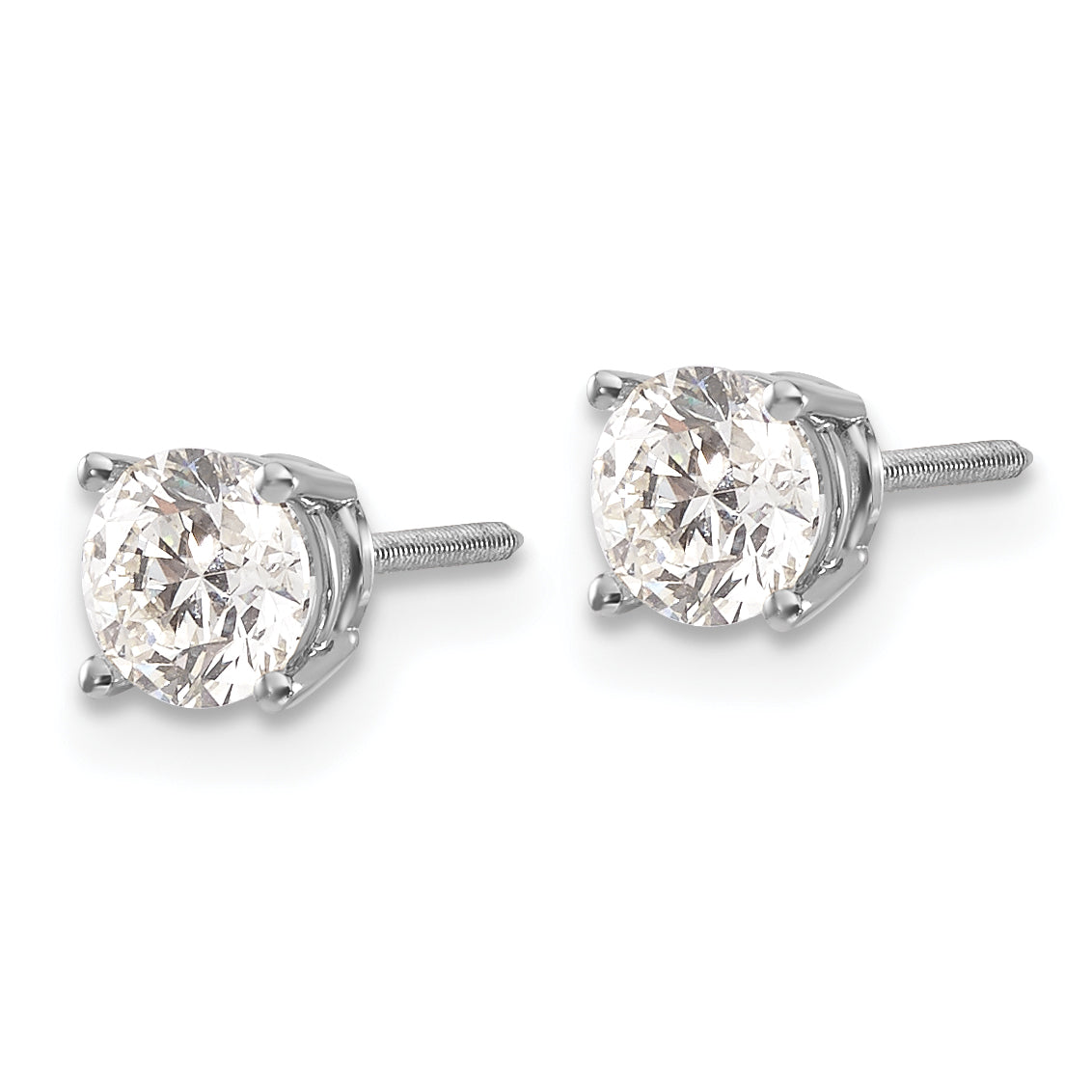 14kw 1.00ct SI3 G-I Diamond Stud Thread on/off Post Earrings Secondary image