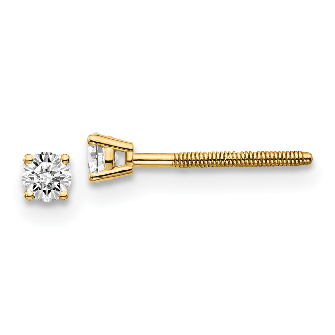 14ky .15ct. SI3 G-I Diamond Stud Thread on/off Post Earrings
