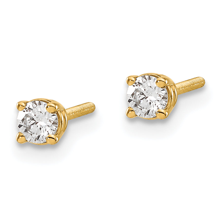 14ky .20ct. SI3 G-I Diamond Stud Thread on/off Post Earrings Secondary image