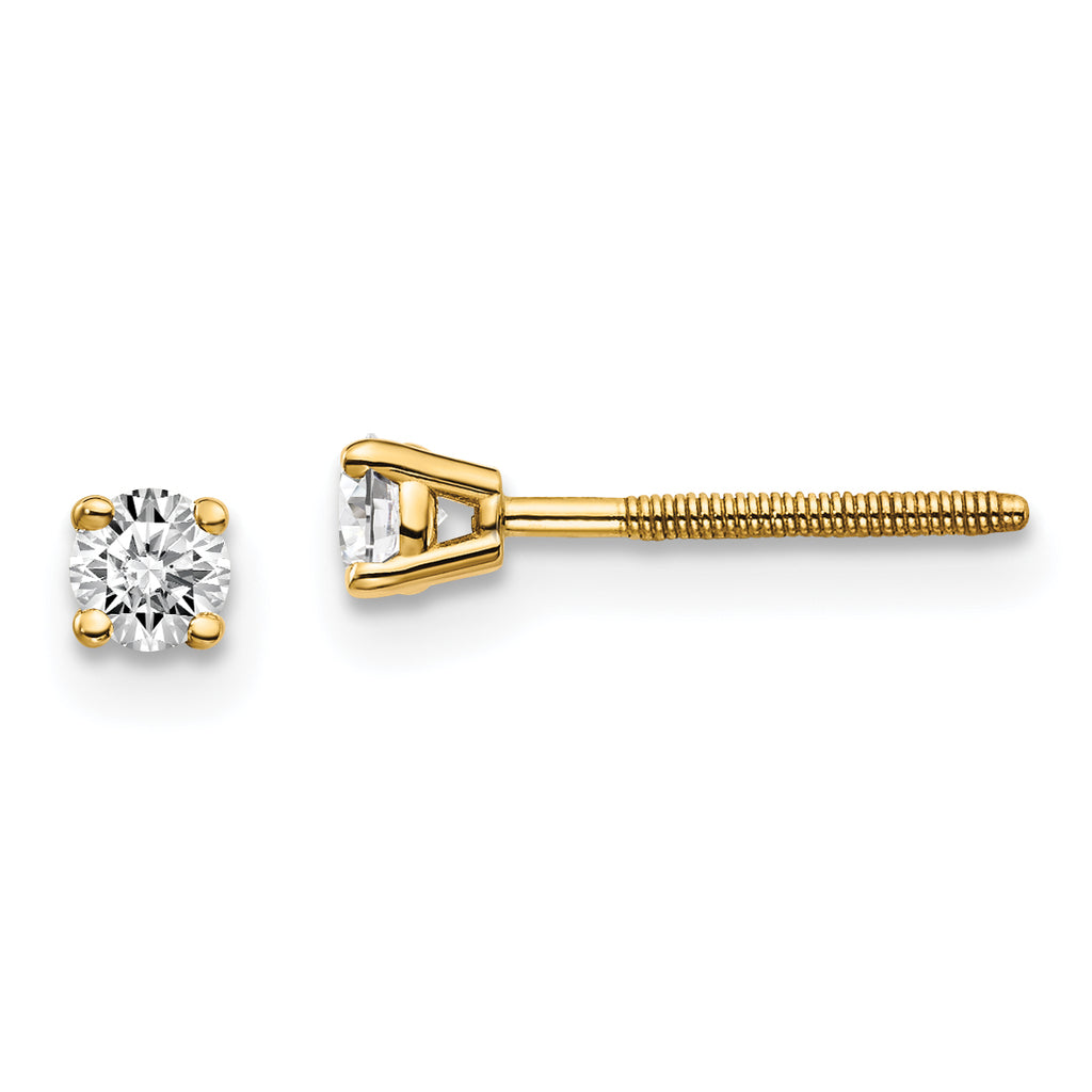 14ky .20ct. SI3 G-I Diamond Stud Thread on/off Post Earrings