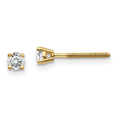 14ky .20ct. SI3 G-I Diamond Stud Thread on/off Post Earrings