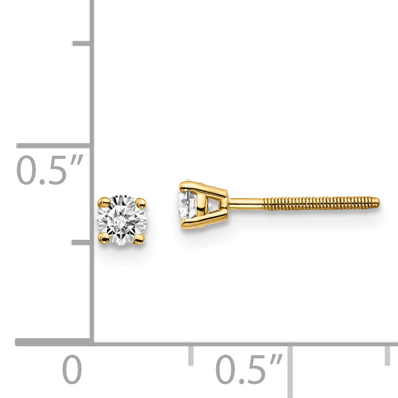 14ky .25ct. SI3 G-I Diamond Stud Thread on/off Post Earrings