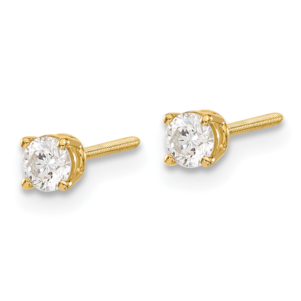 14ky .30ct. SI3 G-I Diamond Stud Thread on/off Post Earrings Secondary image