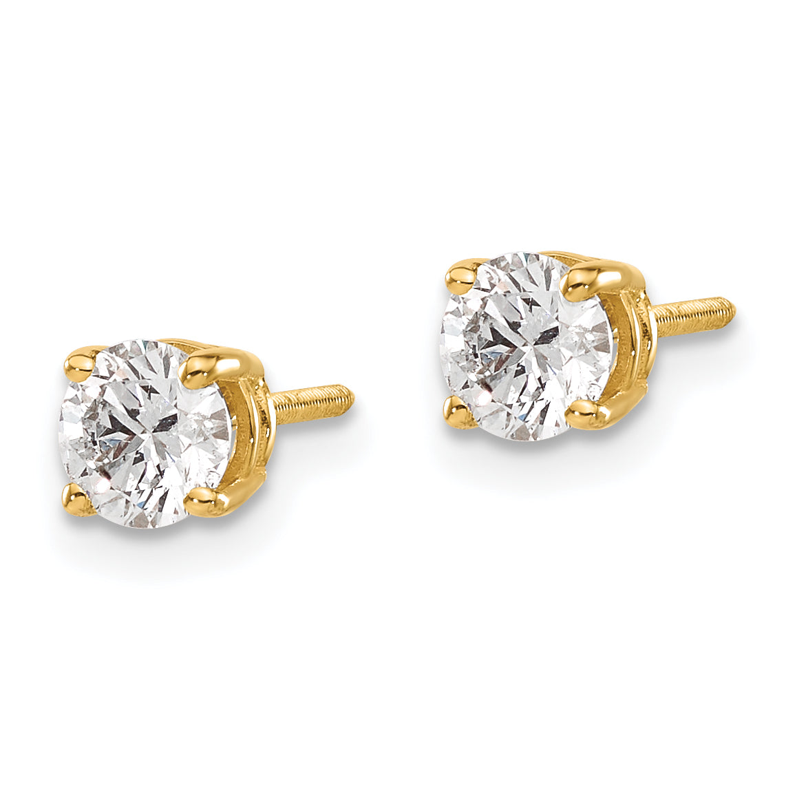 14ky .75ct. SI3 G-I Diamond Stud Thread on/off Post Earrings Secondary image