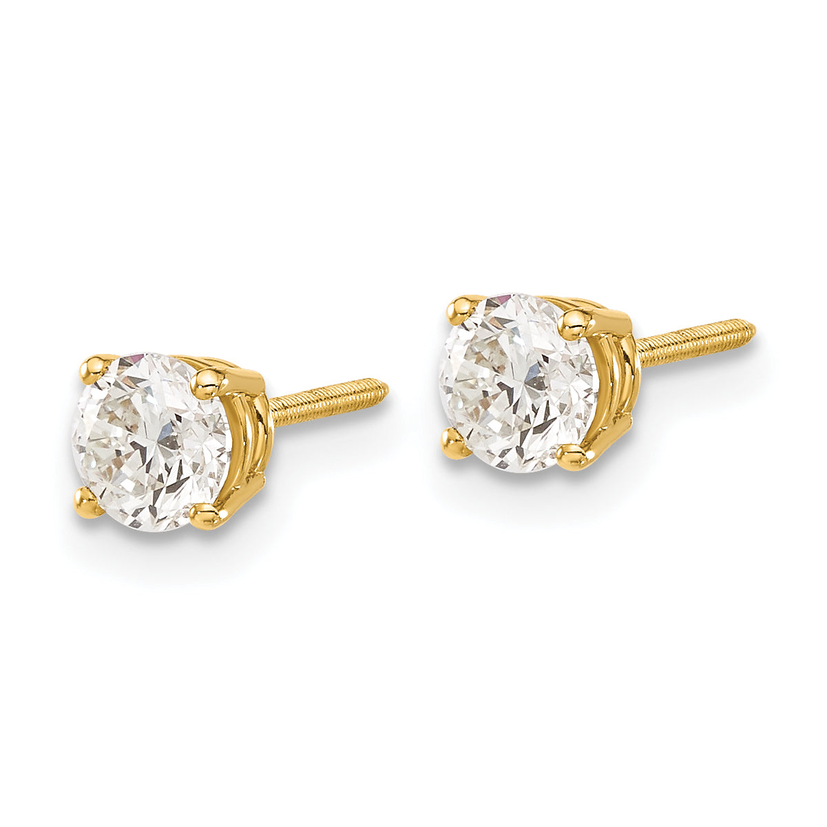14ky .85ct. SI3 G-I Diamond Stud Thread on/off Post Earrings Secondary image