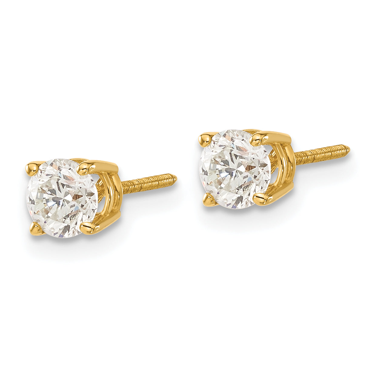 14ky .95ct. SI3 G-I Diamond Stud Thread on/off Post Earrings Secondary image