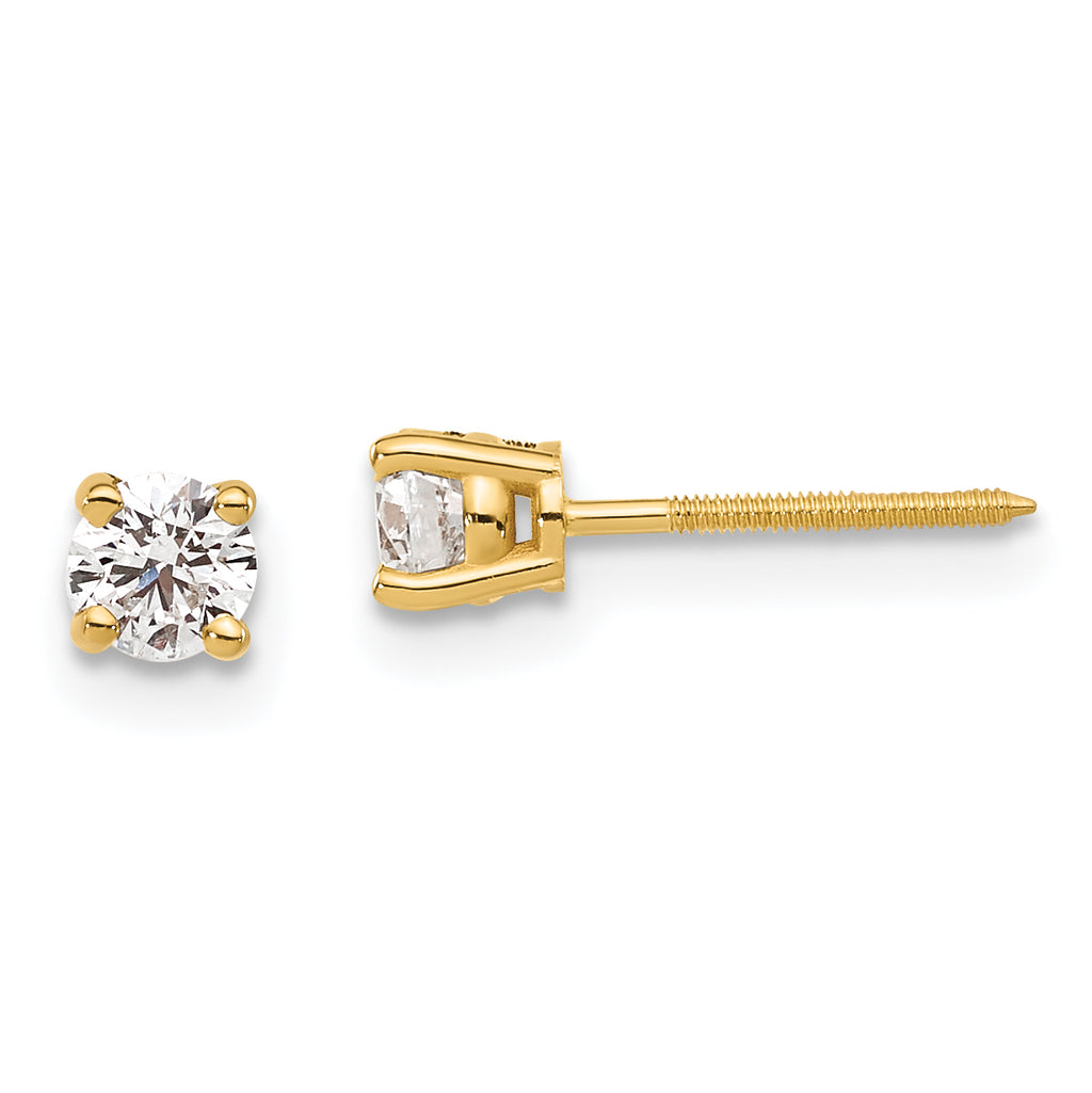 Diamond Stud Earrings in 14K Yellow Gold with Thread Back, 3.8mm (.40 ct. tw.) - Sophia Jewelers