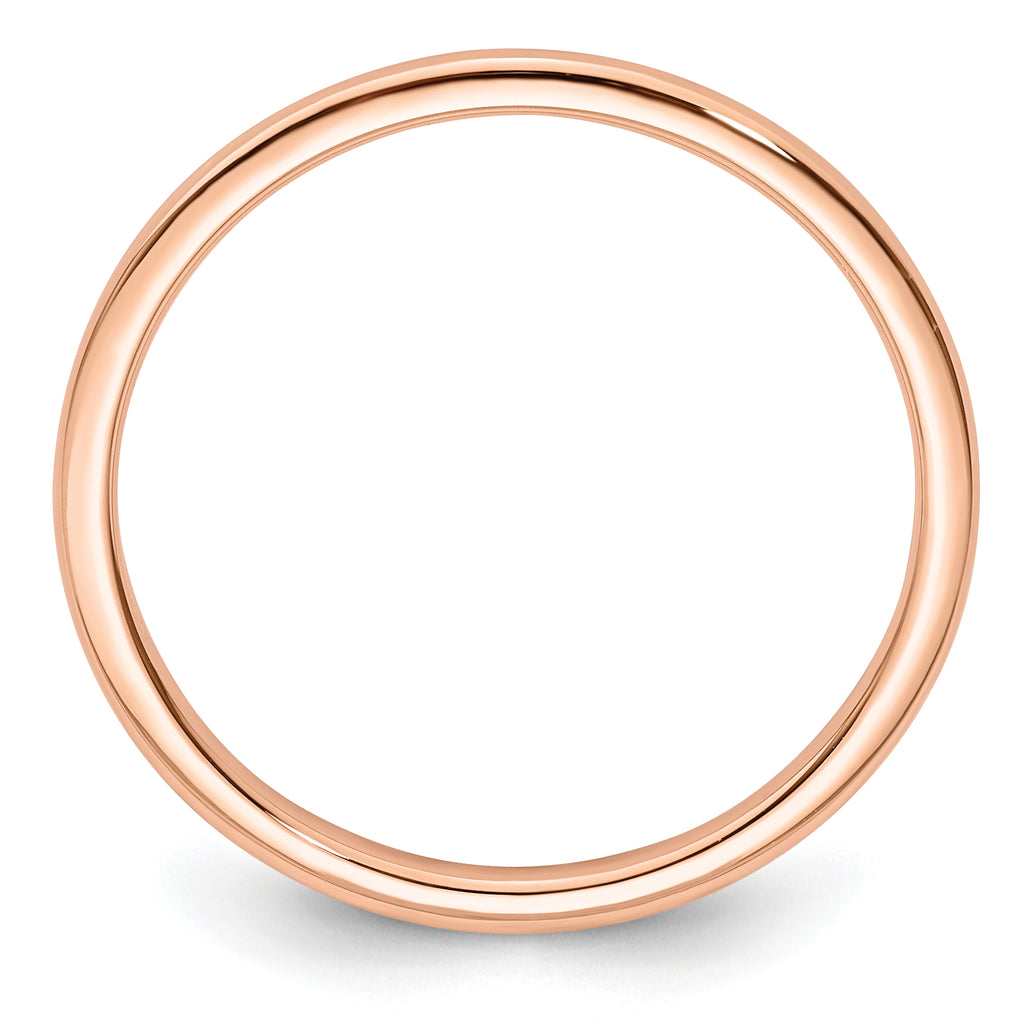 14K Rose Gold 1.2mm Half Round Polished Stackable Band