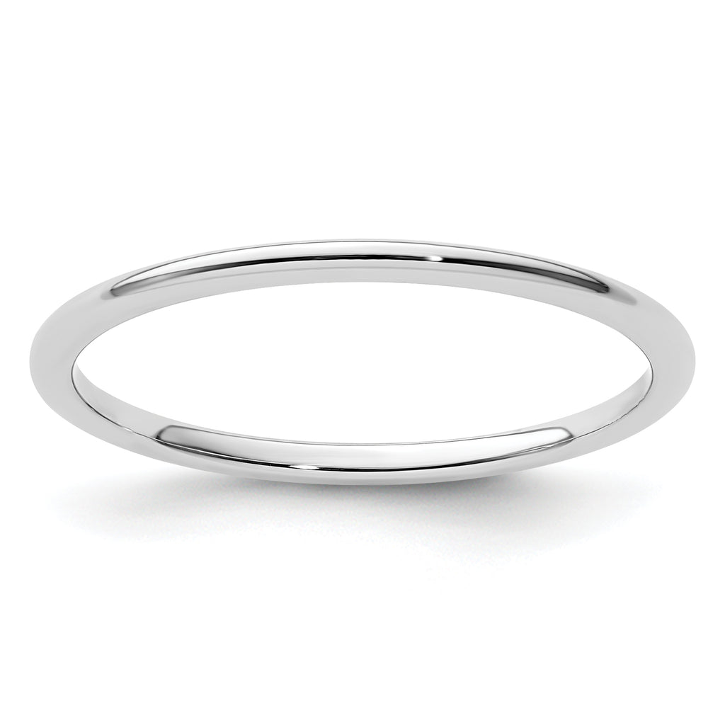 14K White Gold 1.2mm Half Round Polished Stackable Band