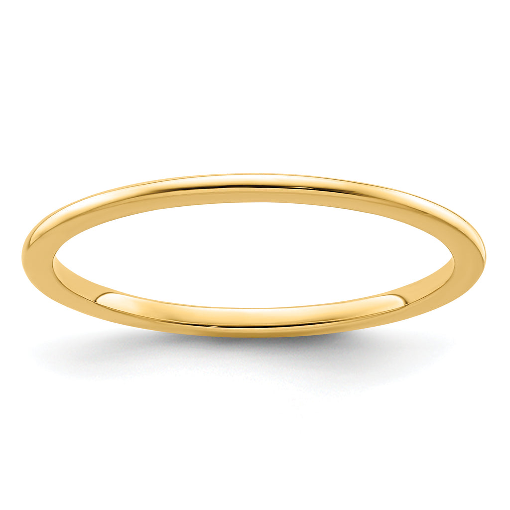 14K Yellow Gold 1.2mm Half Round Polished Stackable Band