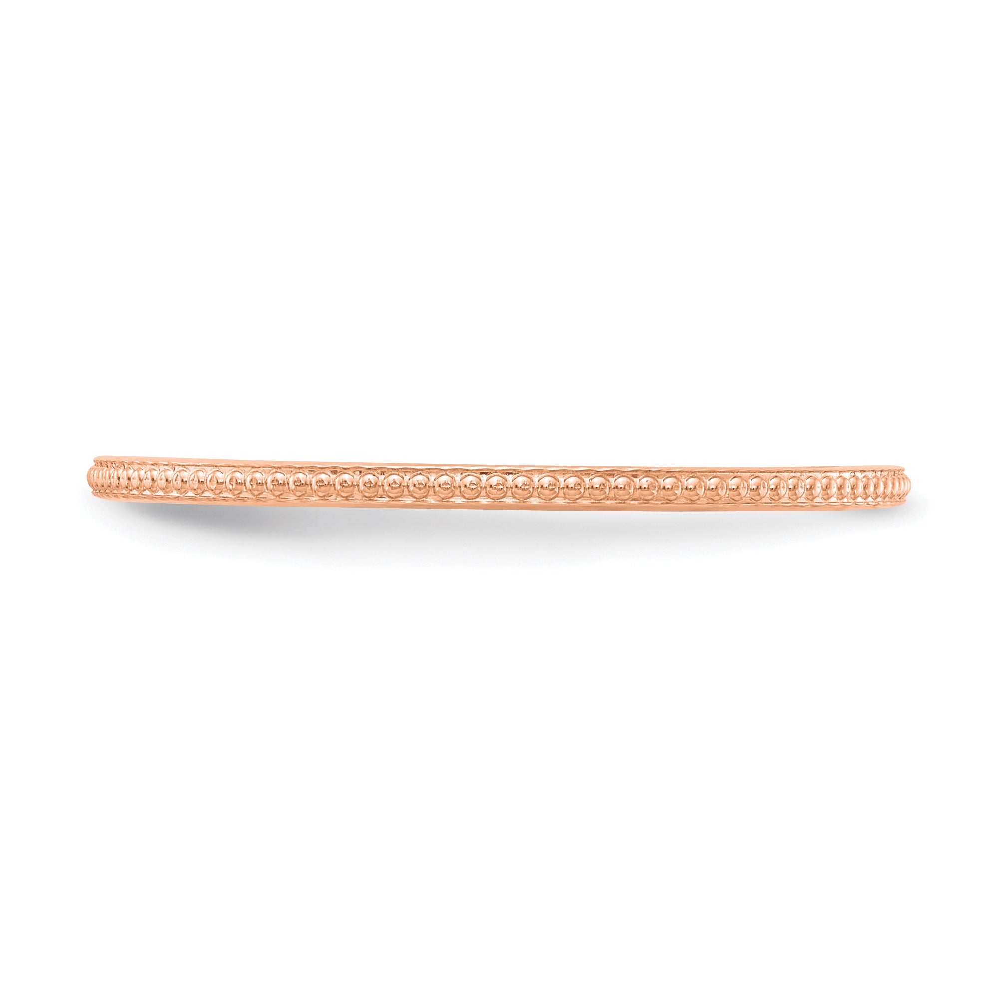 14K Rose Gold 1.2mm Beaded Stackable Band Secondary image