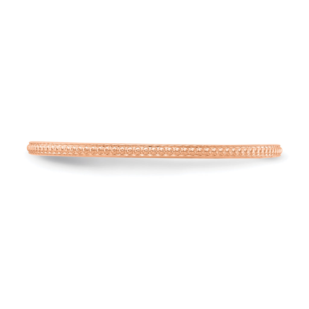 14K Rose Gold 1.2mm Beaded Stackable Band