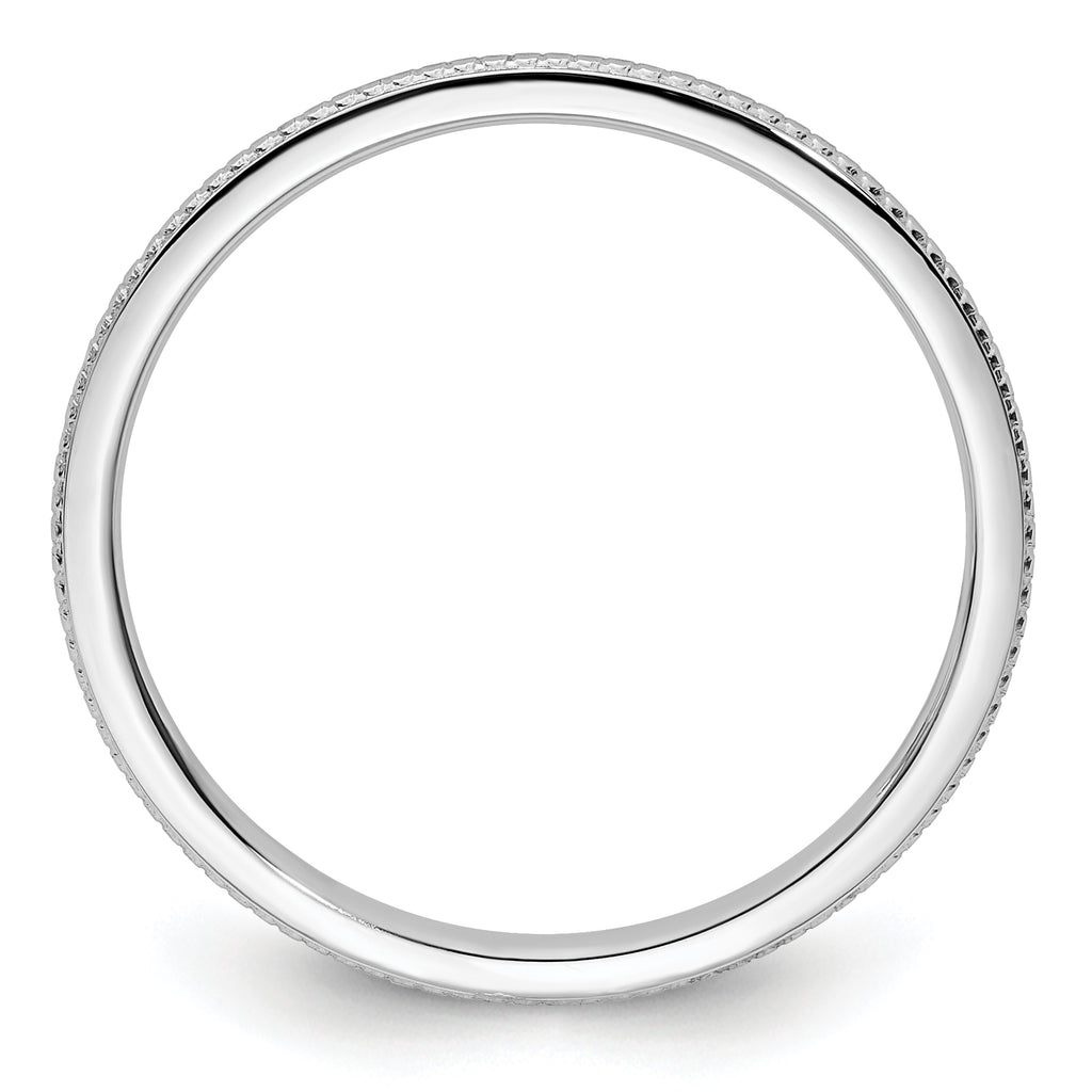 14K White Gold 1.2mm Beaded Stackable Band