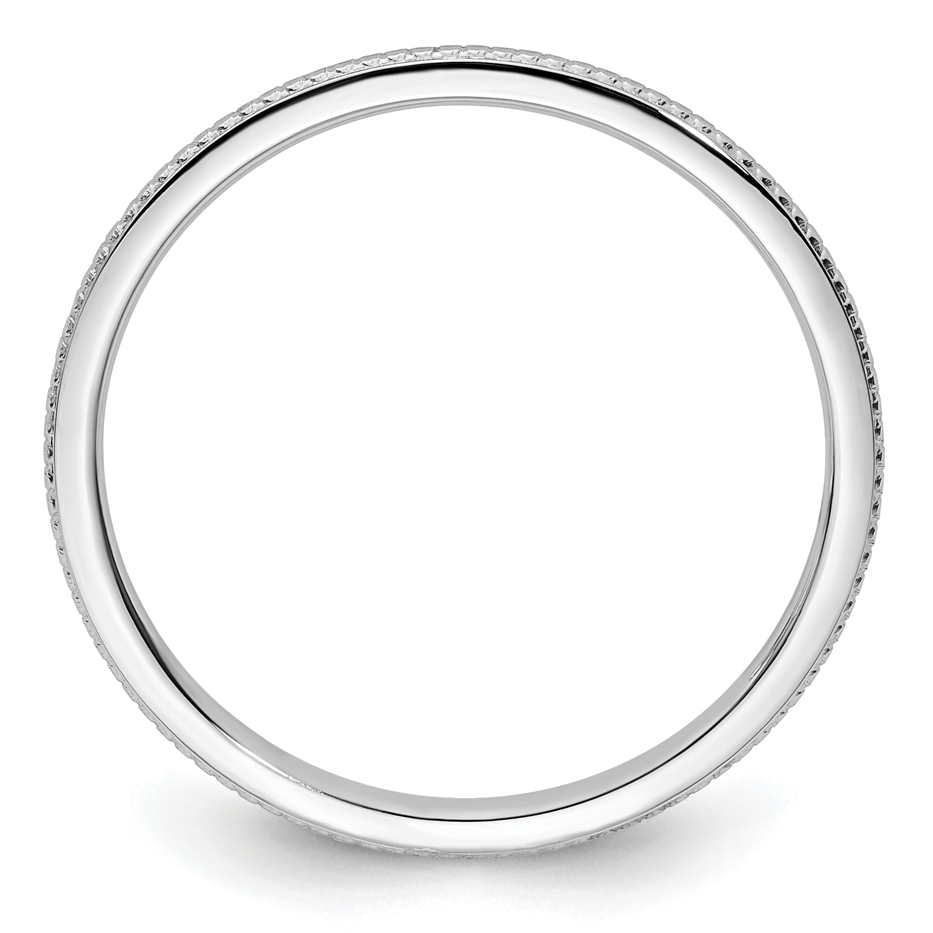 14K White Gold 1.2mm Beaded Stackable Band