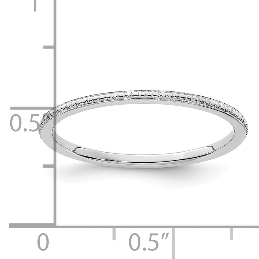 14K White Gold 1.2mm Beaded Stackable Band