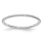 14K White Gold 1.2mm Beaded Stackable Band