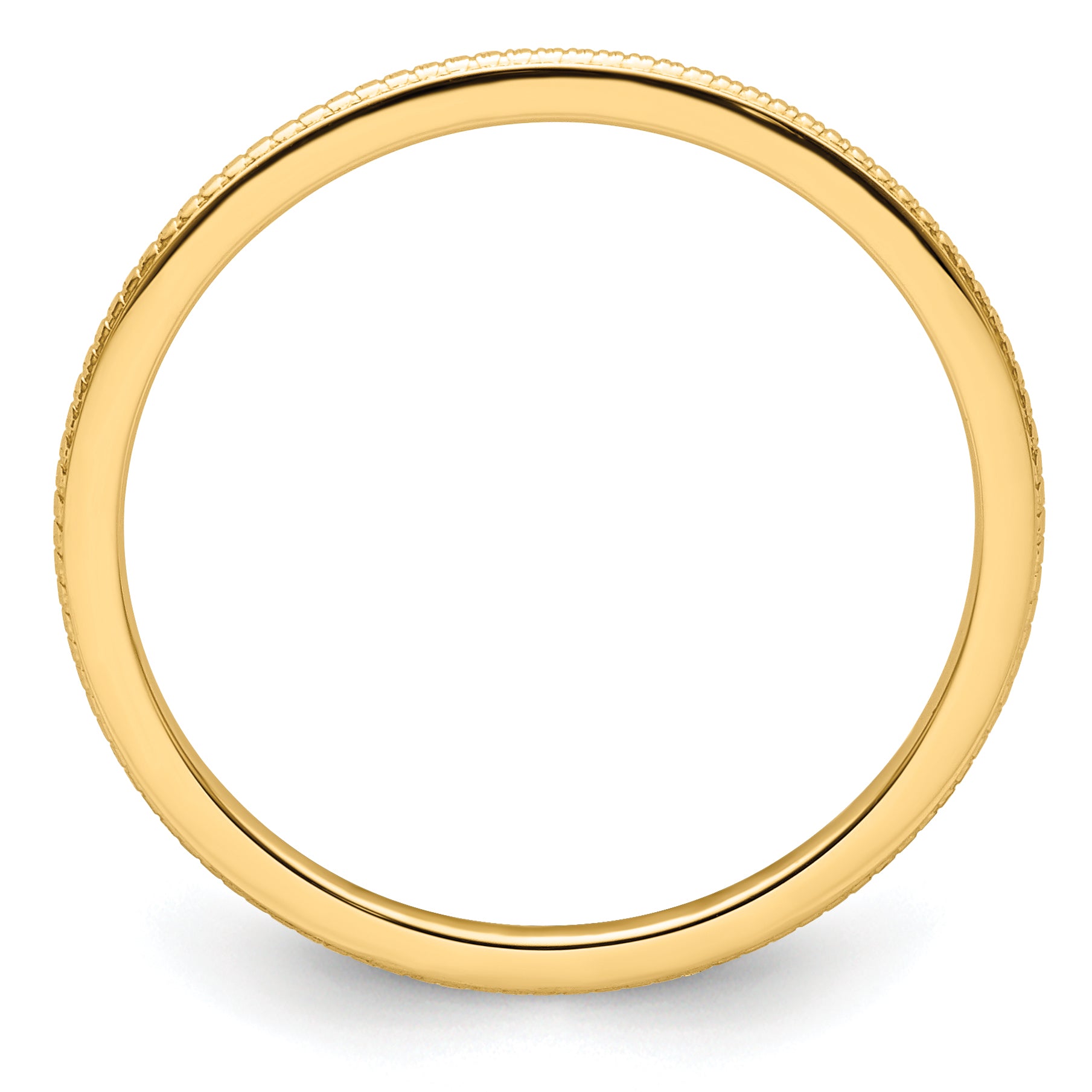 14K Yellow Gold 1.2mm Beaded Stackable Band