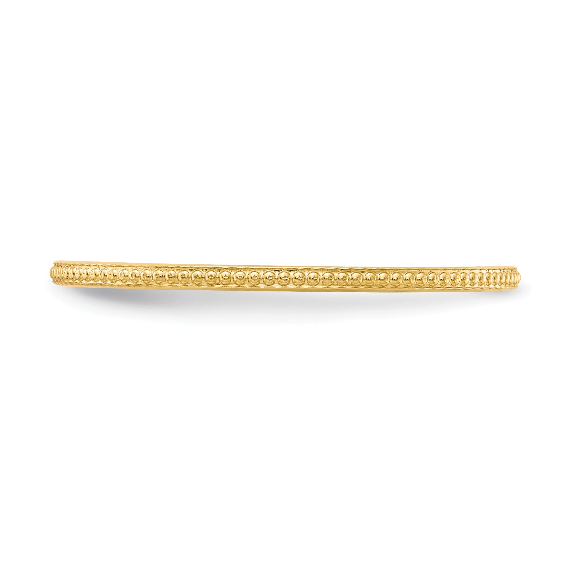 14K Yellow Gold 1.2mm Beaded Stackable Band