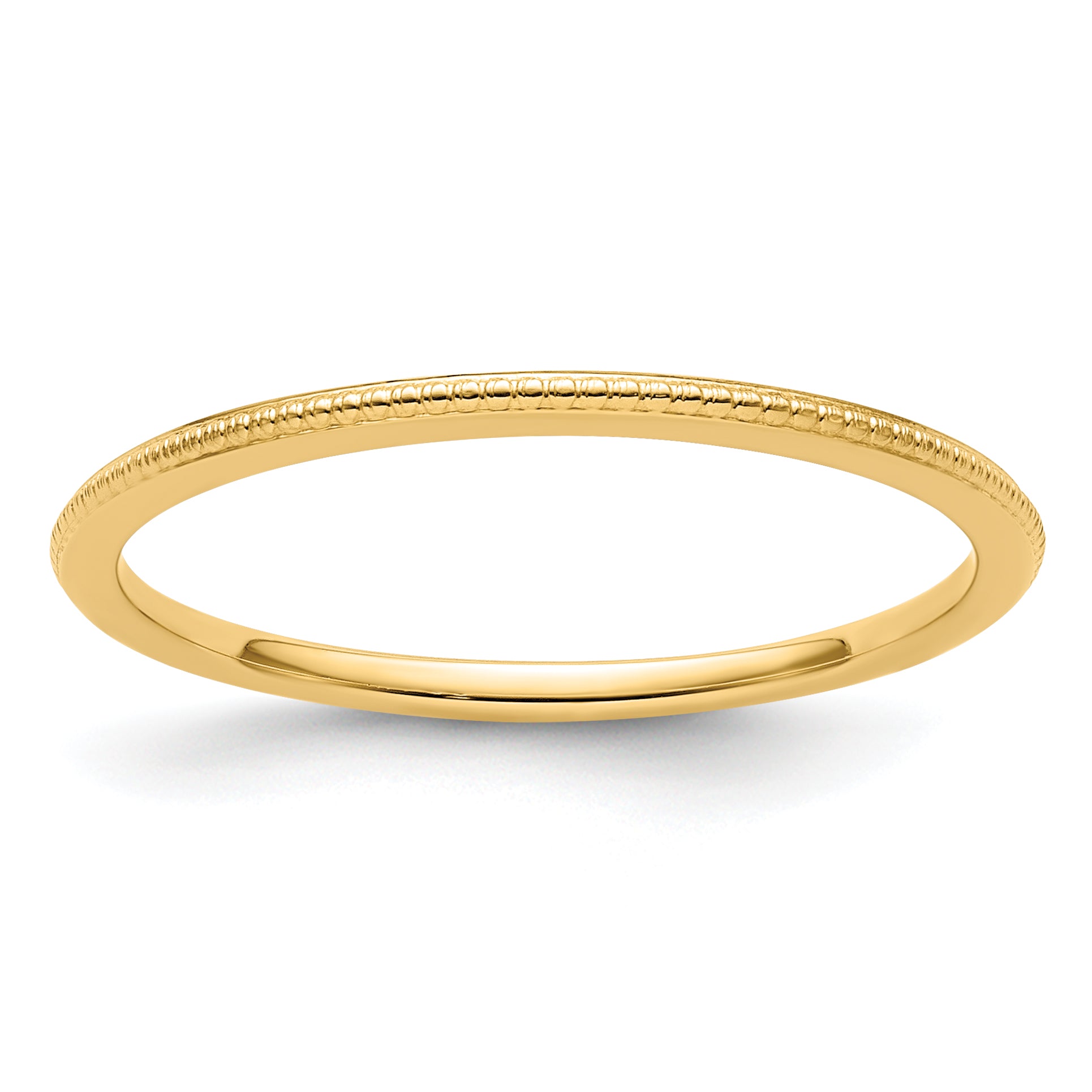 14K Yellow Gold 1.2mm Beaded Stackable Band Main image