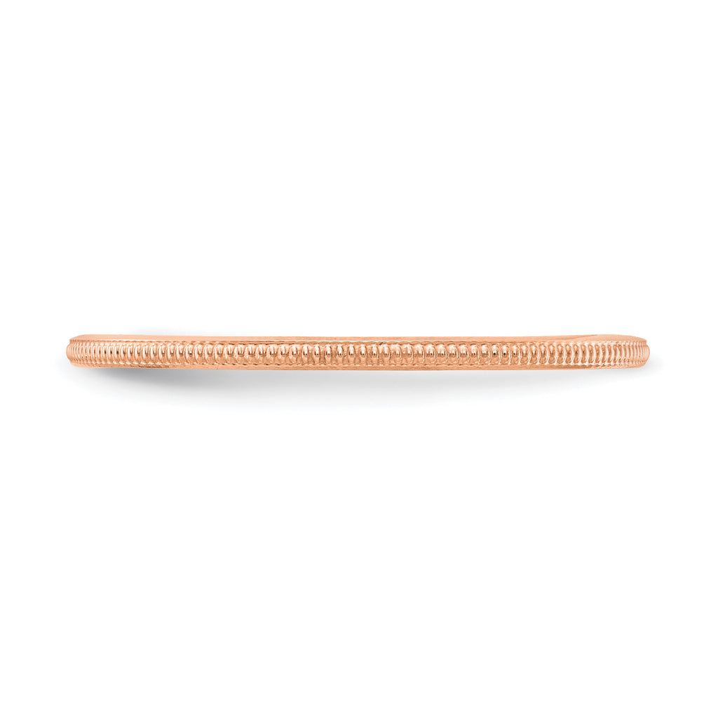 14K Rose Gold 1.2mm Milgrain Stackable Band