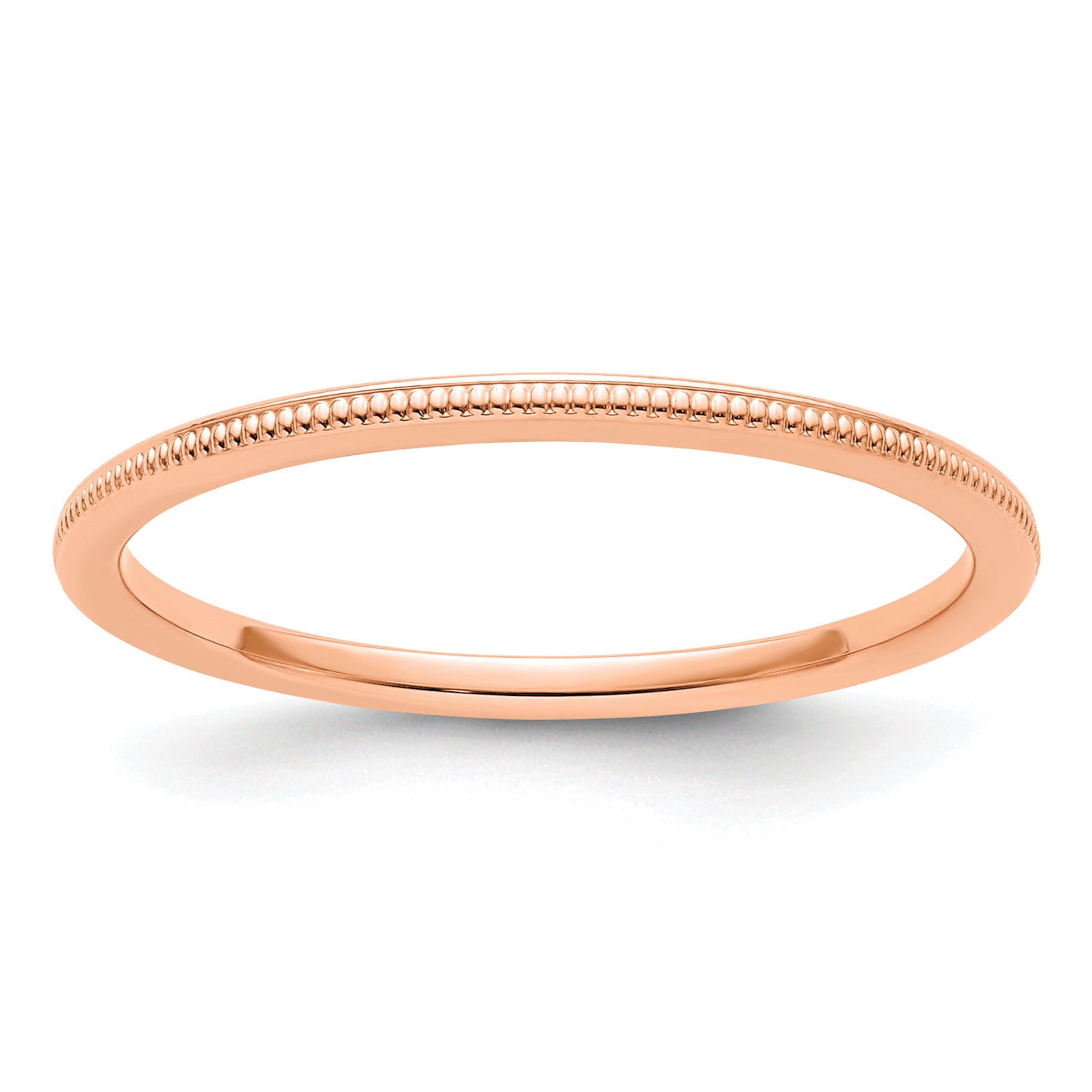 14K Rose Gold 1.2mm Milgrain Stackable Band Main image