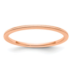 14K Rose Gold 1.2mm Milgrain Stackable Band Size 10