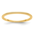 14K Yellow Gold 1.2mm Milgrain Stackable Band