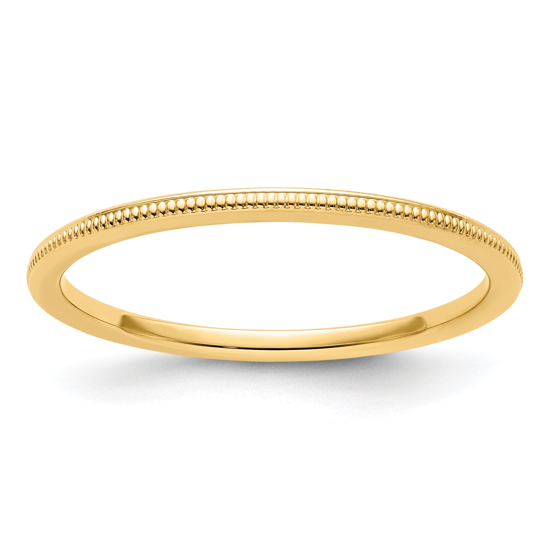 14K Yellow Gold 1.2mm Milgrain Stackable Band
