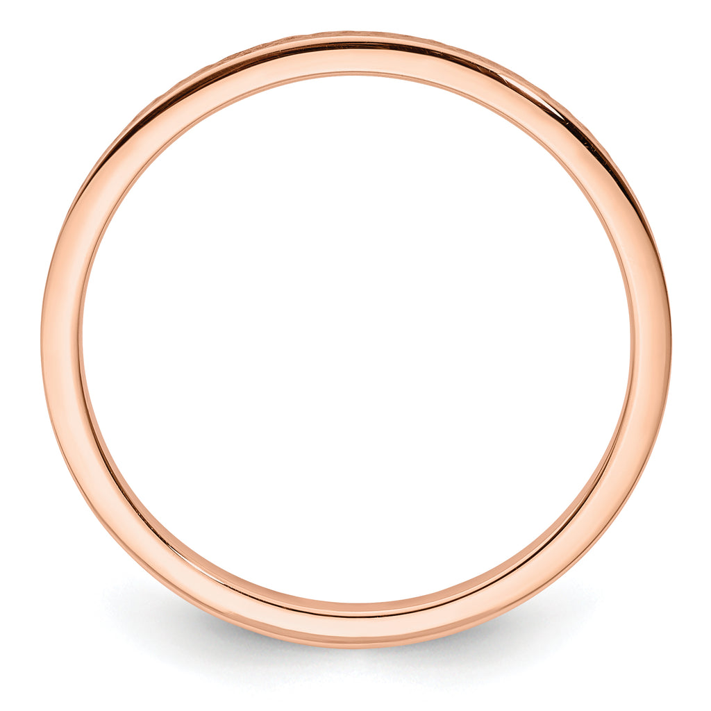 14K Rose Gold 1.2mm CriSterling Silver-CroSterling Silver Pattern Stackable Band