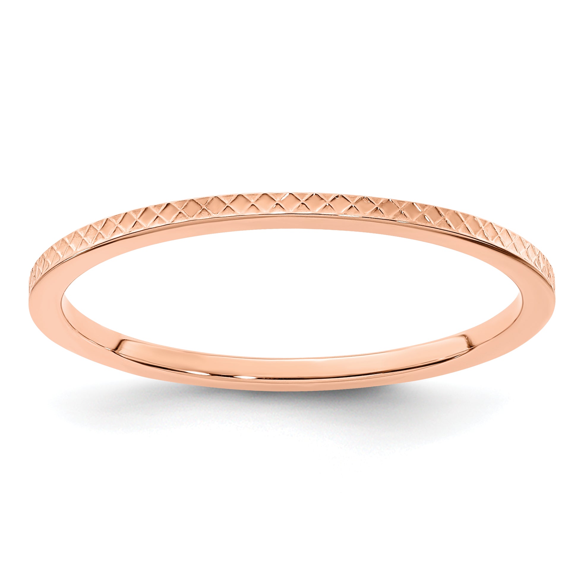 14K Rose Gold 1.2mm CriSterling Silver-CroSterling Silver Pattern Stackable Band Main image