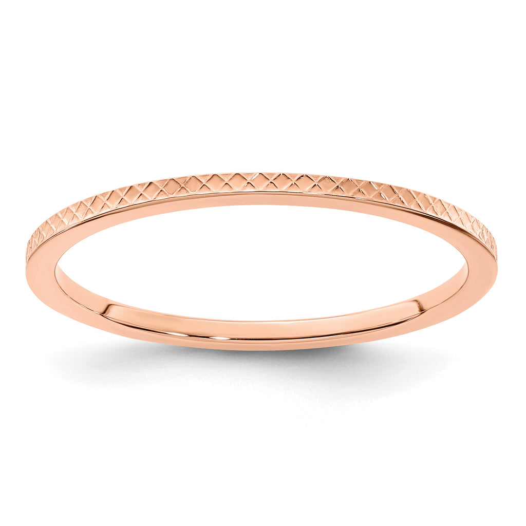 14K Rose Gold 1.2mm CriSterling Silver-CroSterling Silver Pattern Stackable Band
