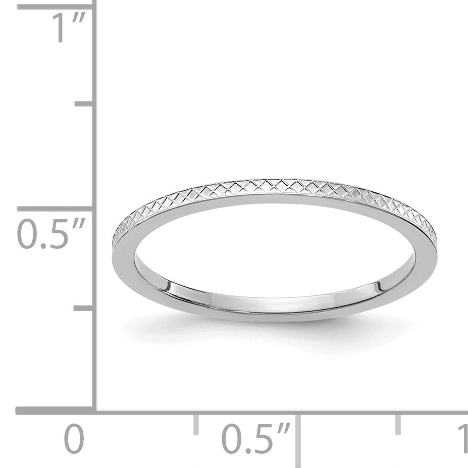 14K White Gold 1.2mm CriSterling Silver-CroSterling Silver Pattern Stackable Band