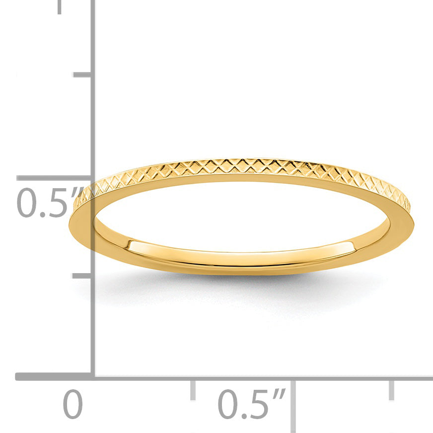 14K Yellow Gold 1.2mm CriSterling Silver-CroSterling Silver Pattern Stackable Band