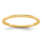 14K Yellow Gold 1.2mm CriSterling Silver-CroSterling Silver Pattern Stackable Band