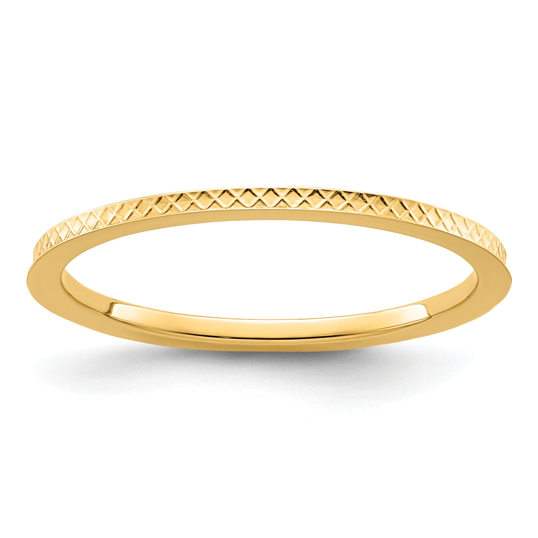 14K Yellow Gold 1.2mm CriSterling Silver-CroSterling Silver Pattern Stackable Band