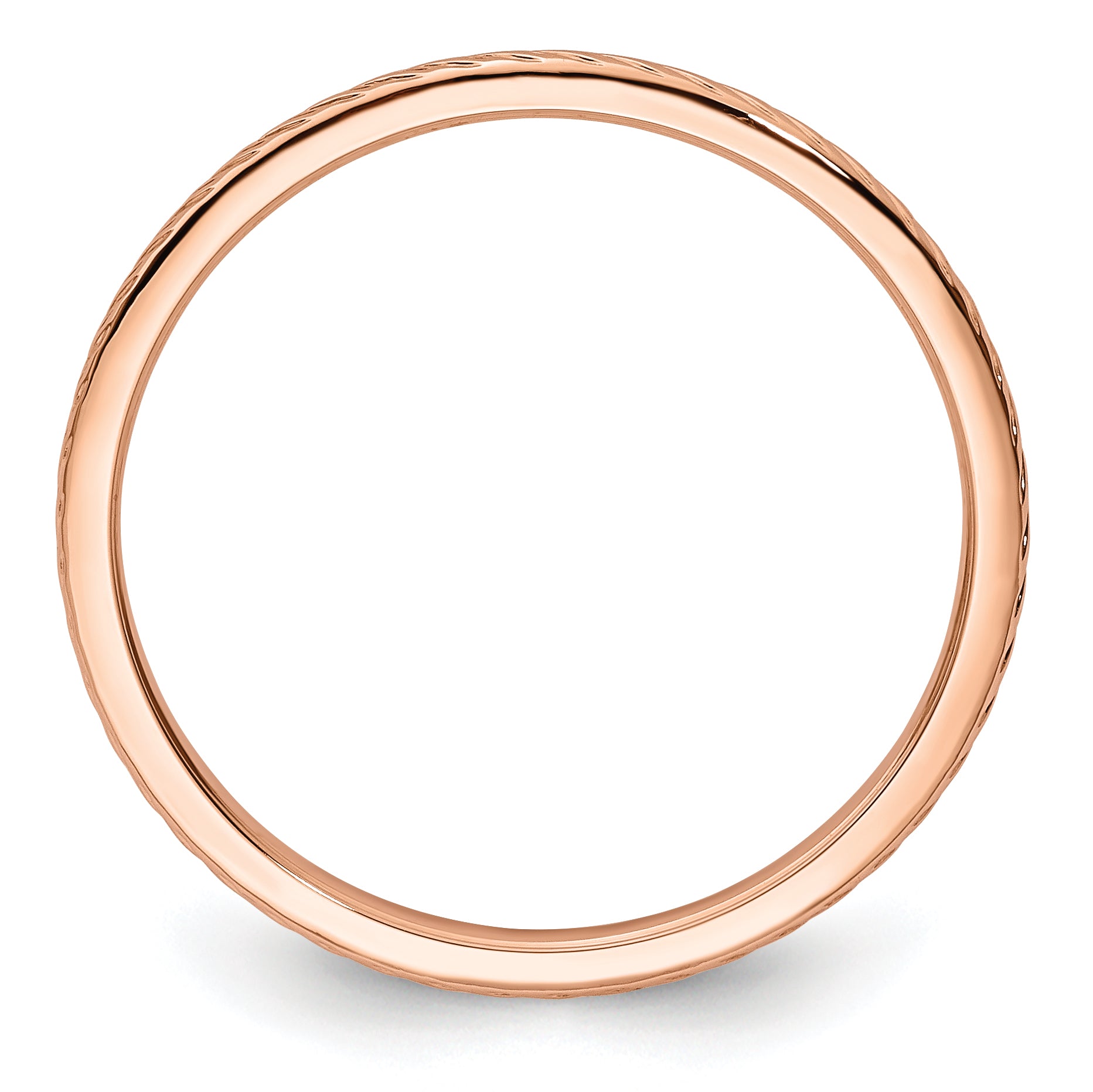 14K Rose Gold 1.2mm Twisted Wire Pattern Stackable Band Secondary image