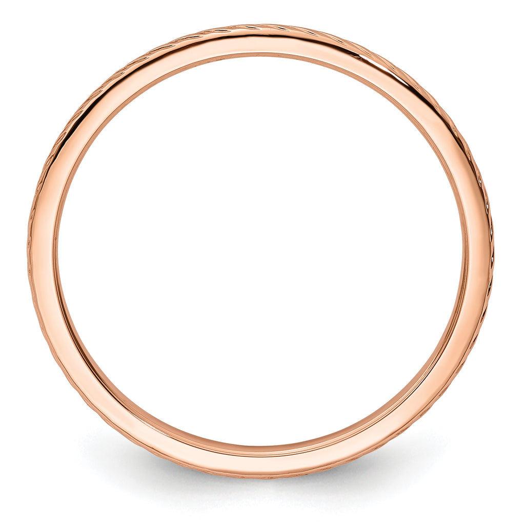 14K Rose Gold 1.2mm Twisted Wire Pattern Stackable Band