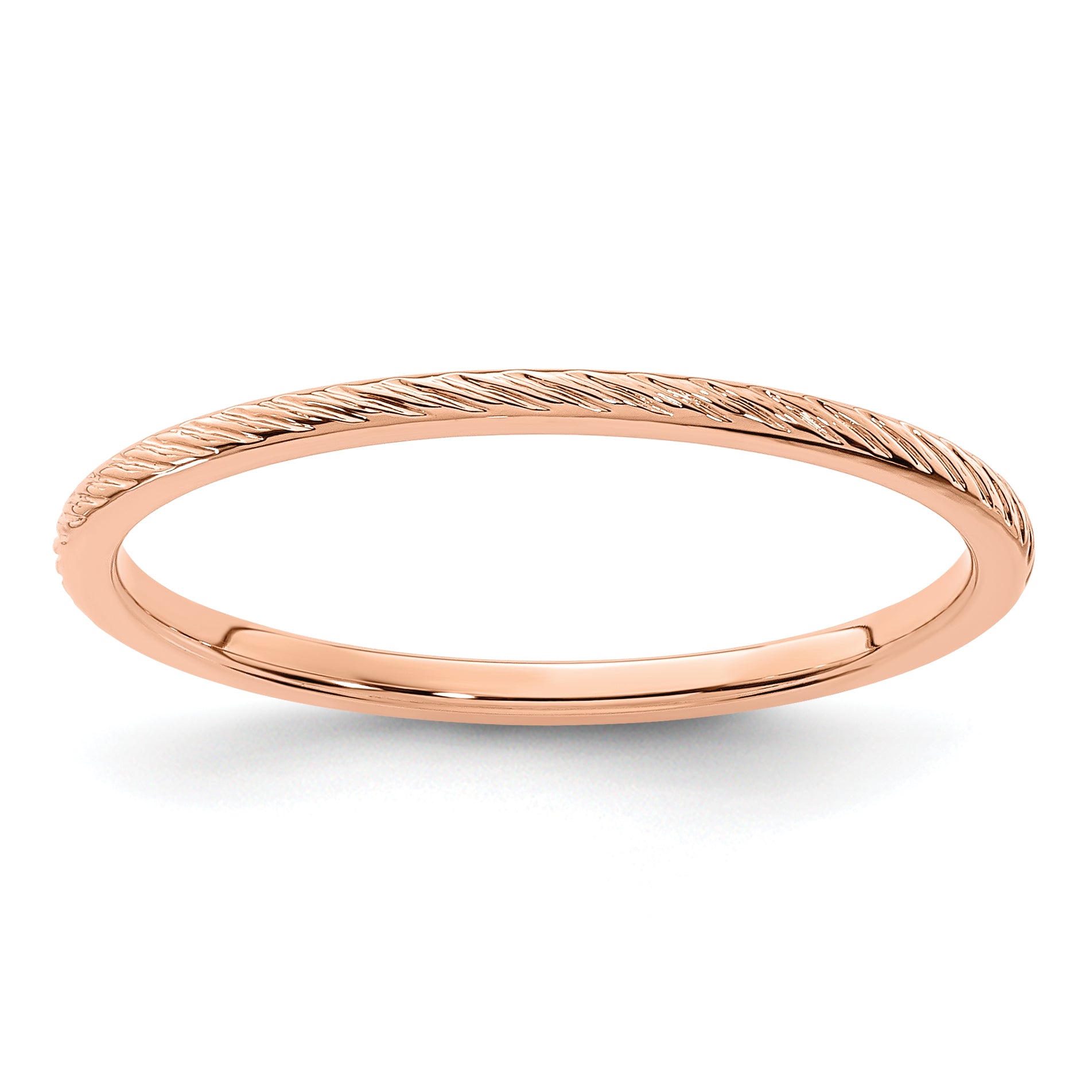 14K Rose Gold 1.2mm Twisted Wire Pattern Stackable Band Main image