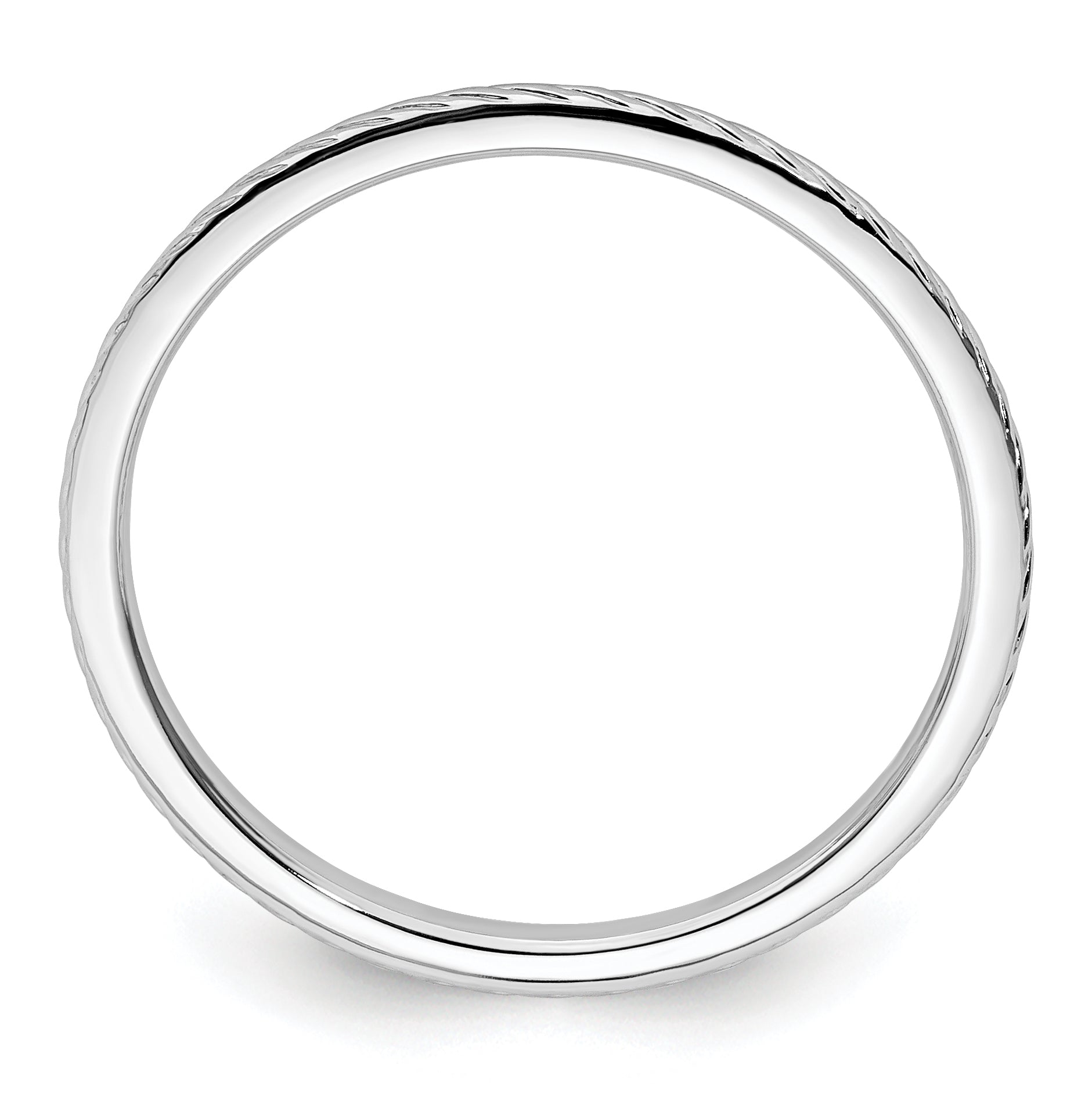 14K White Gold 1.2mm Twisted Wire Pattern Stackable Band