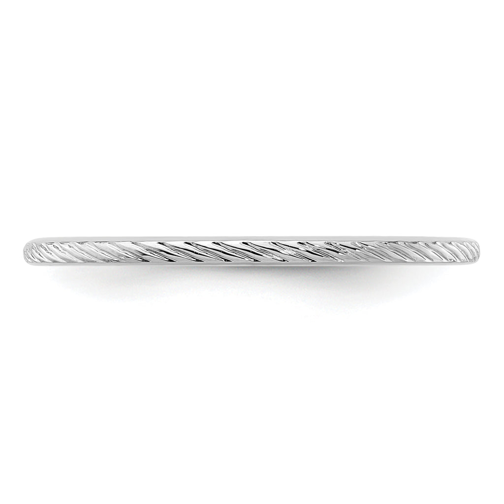14K White Gold 1.2mm Twisted Wire Pattern Stackable Band