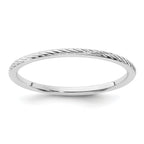 14K White Gold 1.2mm Twisted Wire Pattern Stackable Band
