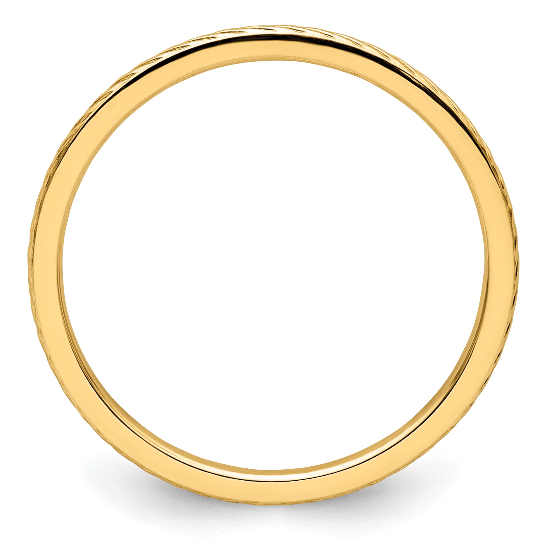 14K Yellow Gold 1.2mm Twisted Wire Pattern Stackable Band Secondary image