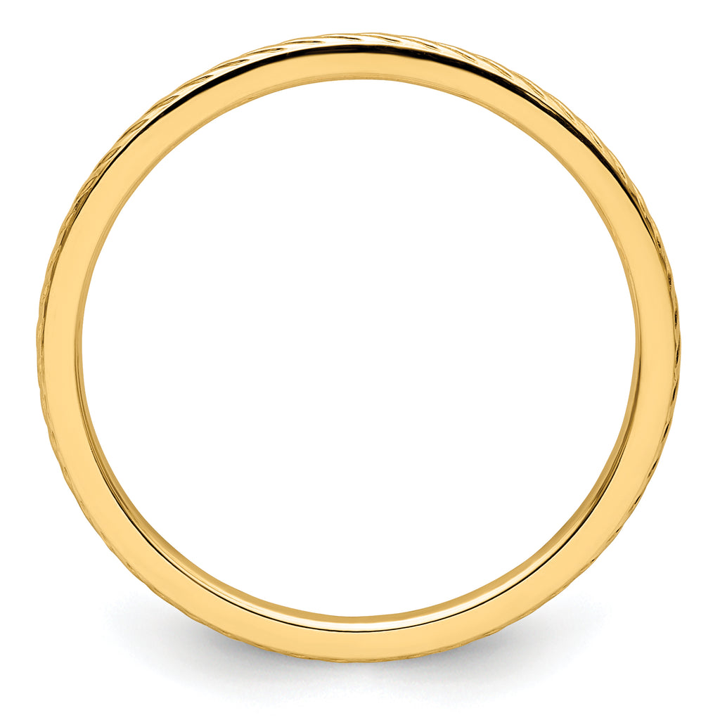14K Yellow Gold 1.2mm Twisted Wire Pattern Stackable Band