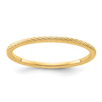 14K Yellow Gold 1.2mm Twisted Wire Pattern Stackable Band