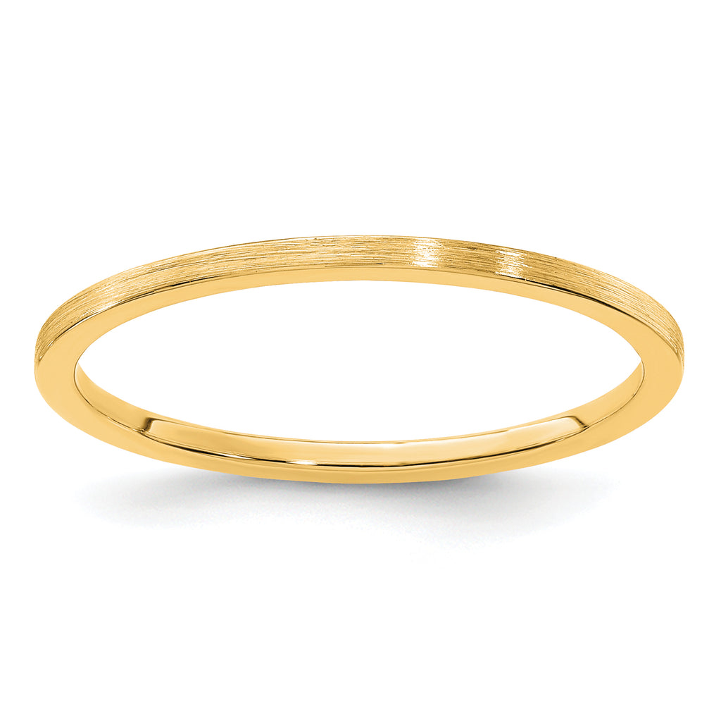 14K Yellow Gold 1.2mm Flat Satin Stackable Band