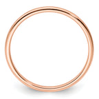 14K Rose Gold 1.2mm Half Round Satin Stackable Band