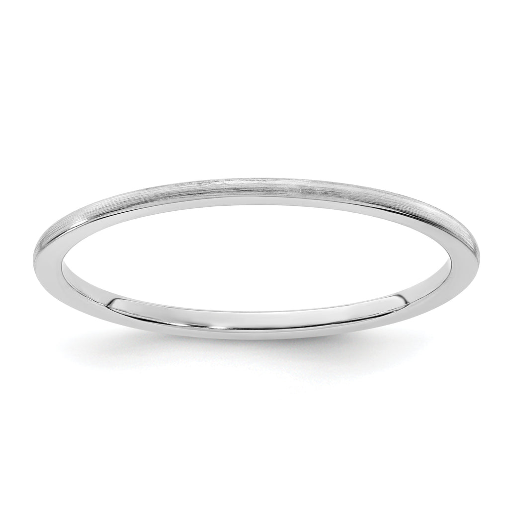 14K White Gold 1.2mm Half Round Satin Stackable Band