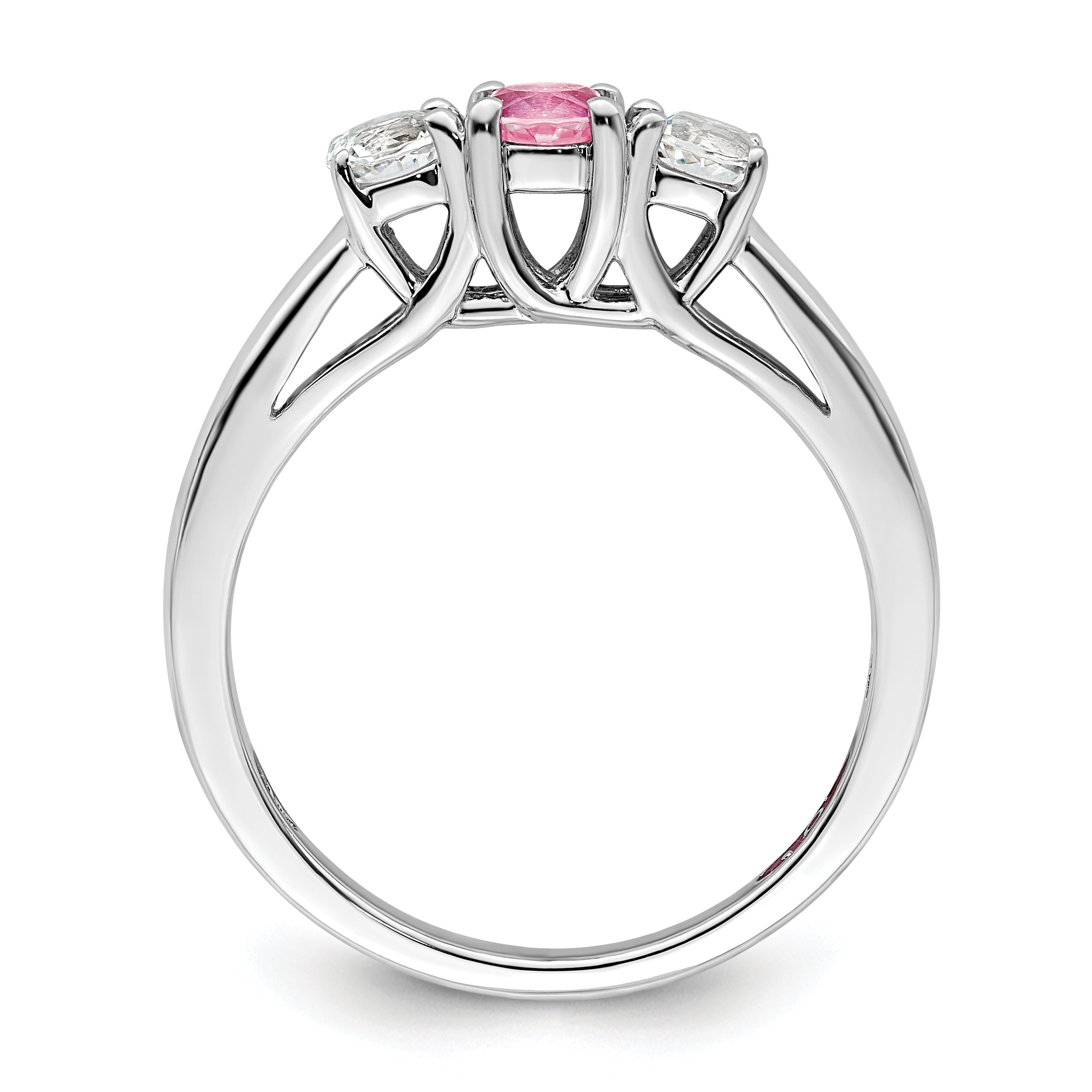 Survivor Collection Sterling Silver Rhodium-plated Clear and Pink Topaz Pamela Ring Secondary image